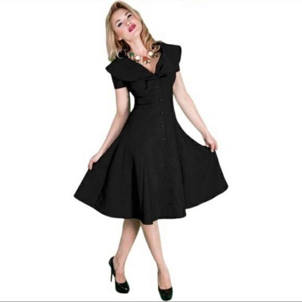 TATYANA Esmeralda Black Circle Swing dress